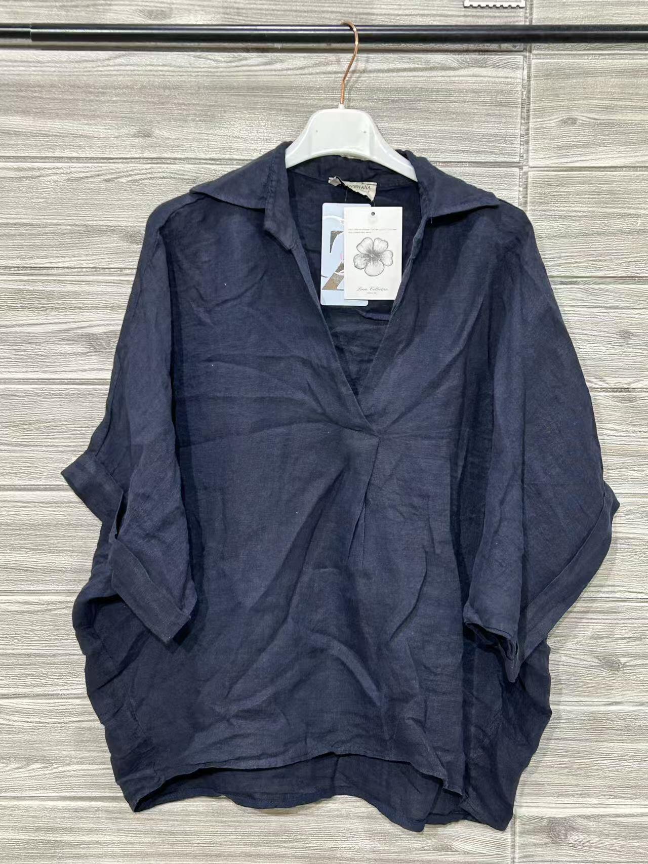 ZOSW2DB Pure Linen Popover Top Dark Blue