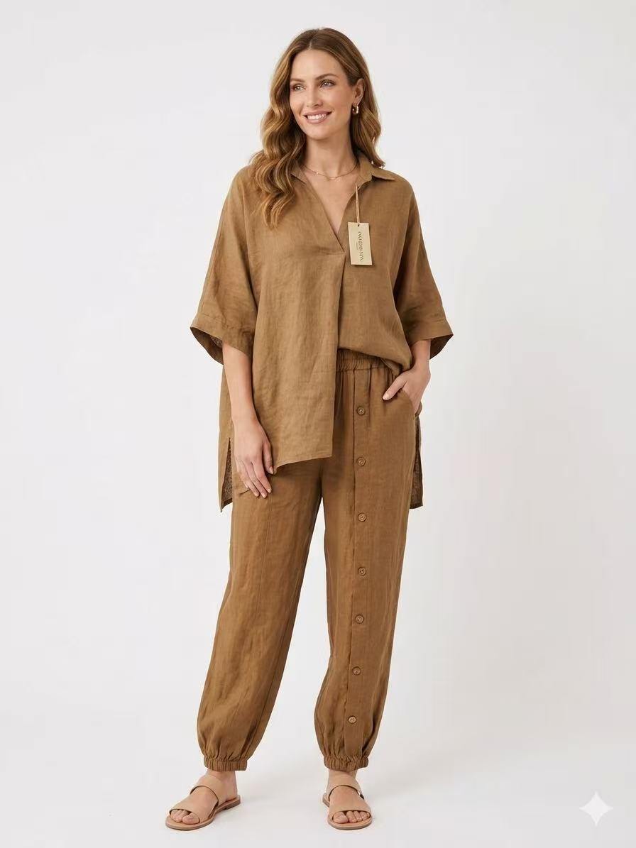 ZOSW2CM Pure Linen Popover Top Caramel