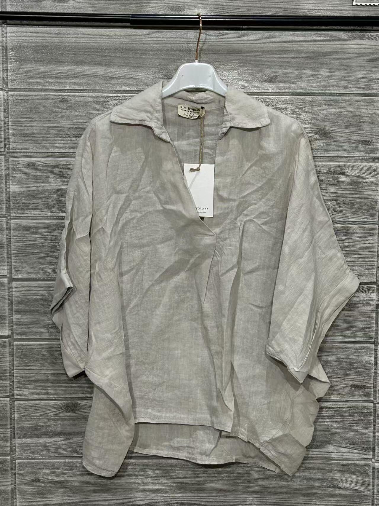 ZOSW2EC Pure Linen Popover Top Ecru