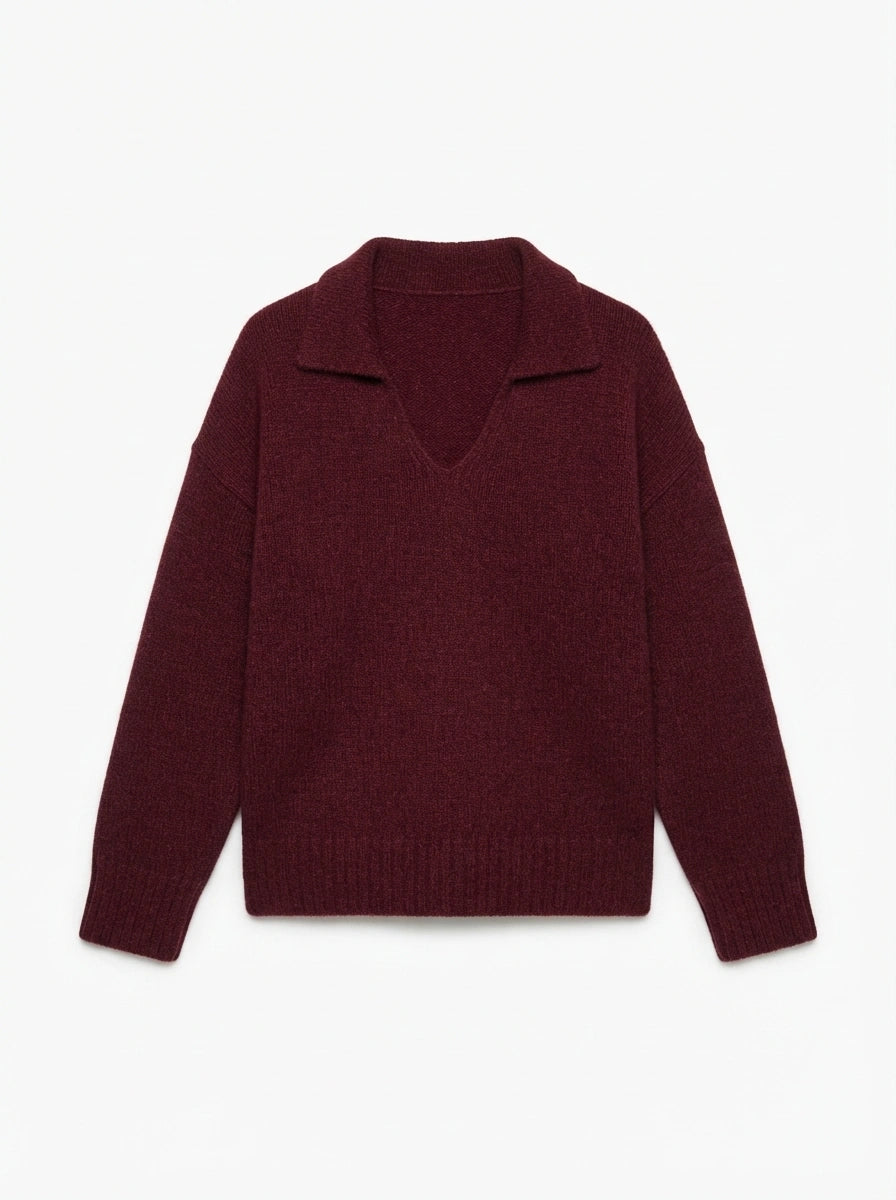 ESTPC4 Burgundy Polo Collar Sweater