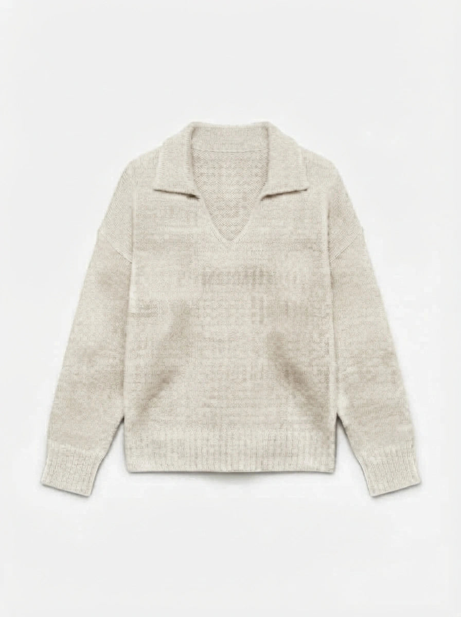 ESTPC3 Ivory Polo Collar Sweater