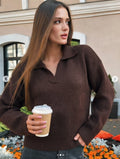 ESTPC1 Dark Brown Polo Collar Sweater