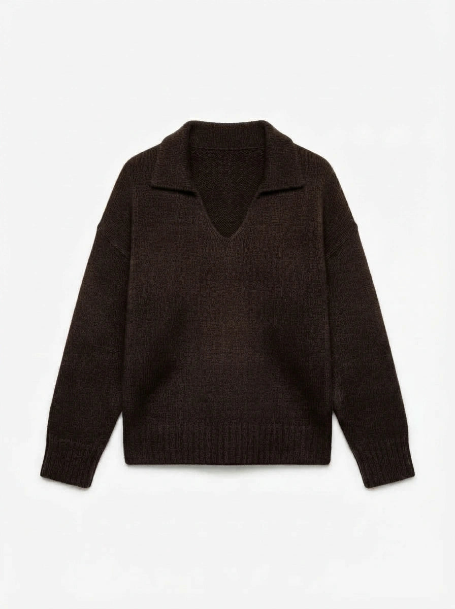 ESTPC1 Dark Brown Polo Collar Sweater