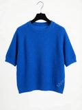 MYSSBASRB Short Sleeve Baby Alpaca Sweater T-Shirt Royal Blue