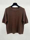 MYSSBASCH Short Sleeve Baby Alpaca Sweater T-Shirt Chocolate