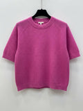 MYSSBASMG Short Sleeve Baby Alpaca Sweater T-Shirt Magenta