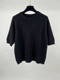 MYSSBASBK Short Sleeve Baby Alpaca Sweater T-Shirt Black
