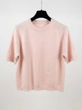 MYSSBASNU Short Sleeve Baby Alpaca Sweater T-Shirt Nude