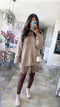 ESTLV7 Beige Lace Trim Sweater