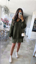 ESTLV5 Khaki Lace Trim Sweater