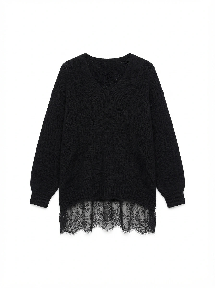ESTLV2 Black Lace Trim Sweater