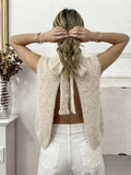ESTASB4 Beige Alpaca Bow Vest