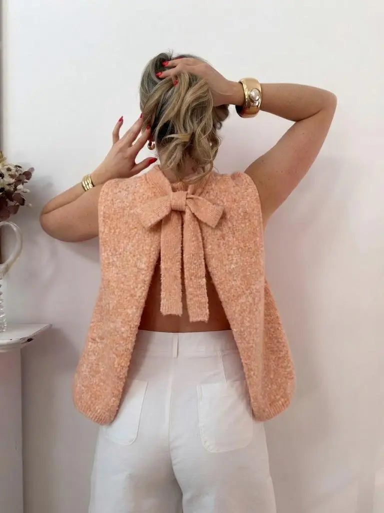 ESTASB6 Coral Alpaca Bow Vest