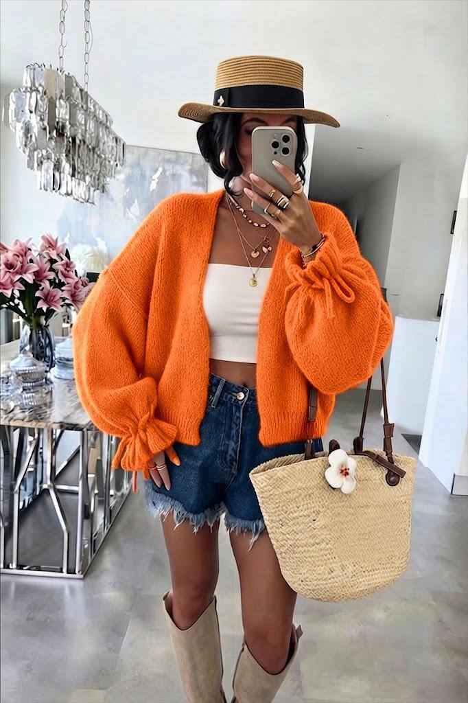 ESTWC9 Orange Wool Cardigan