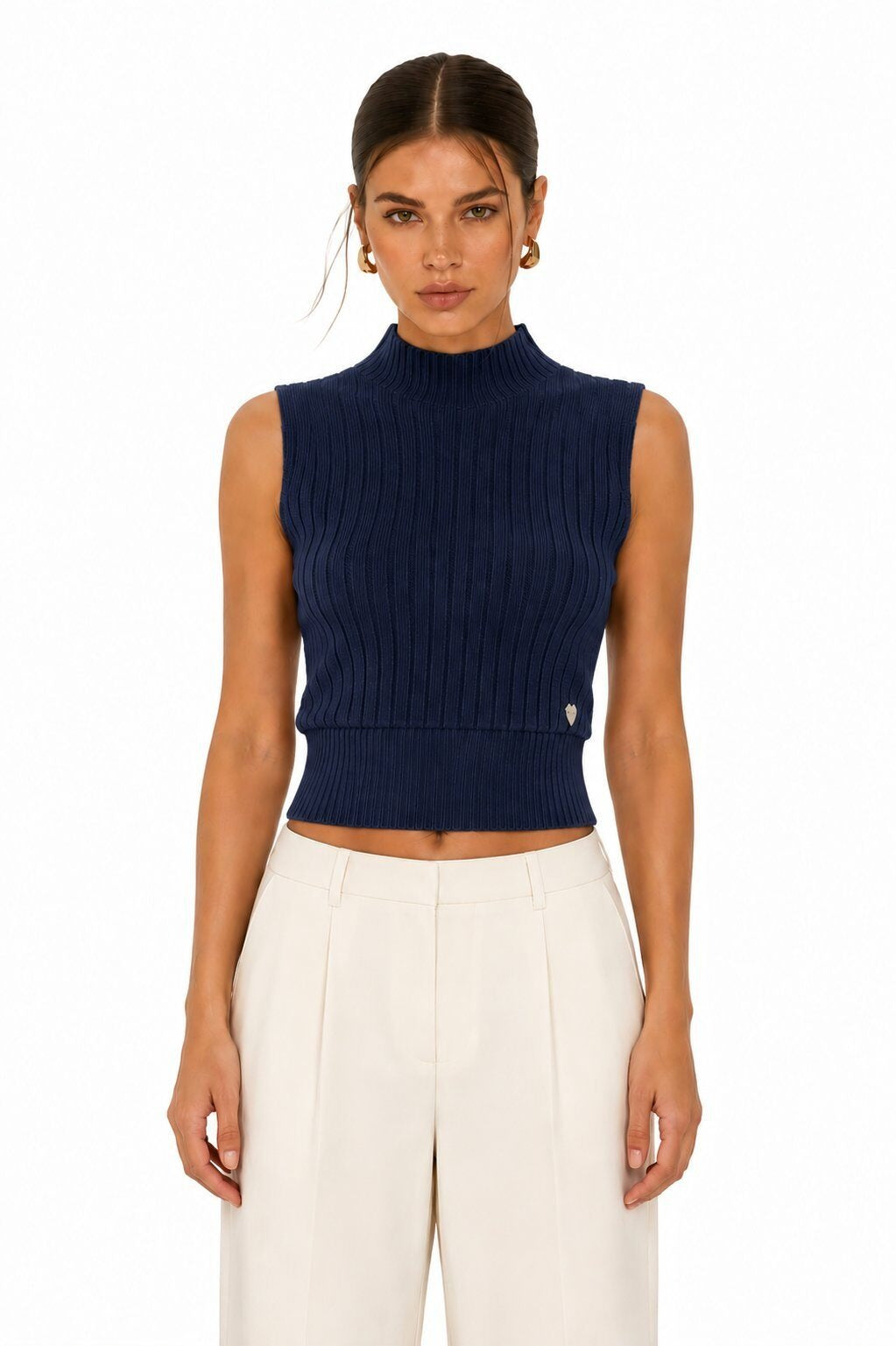 LURTS11 Navy Ribbed Turtleneck Sweater