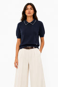 LUPCP11 Navy Pearl Collar Sweater
