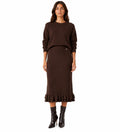 LULKS5 Dark Brown Tiered Ruffle Skirt