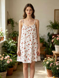 LSPLGBR Palm Print Gauze Cotton Dress Brick