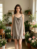 LSEMBTP Embroidered Gauze Cotton Dress Taupe
