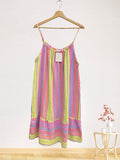 LSGEOLI Geometric Print Gauze Cotton Dress Lilac