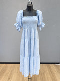 VLPDNSK Adjustable Neck Plaid Dress Sky Blue