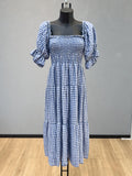 VLPDNIB Adjustable Neck Plaid Dress Iridescent Blue