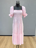 VLPDNBS Adjustable Neck Plaid Dress Blush