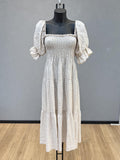 VLPDNIV Adjustable Neck Plaid Dress Ivory