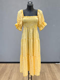 VLPDNYL Adjustable Neck Plaid Dress Lemon Yellow
