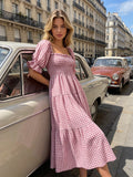 VLPDNOR Adjustable Neck Plaid Dress Old Rose