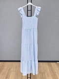 VLPDCSK Casual Plaid Dress Sky Blue