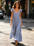VLPDCDB Casual Plaid Dress Dark Blue