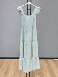 VLPDCAQ Casual Plaid Dress Aqua
