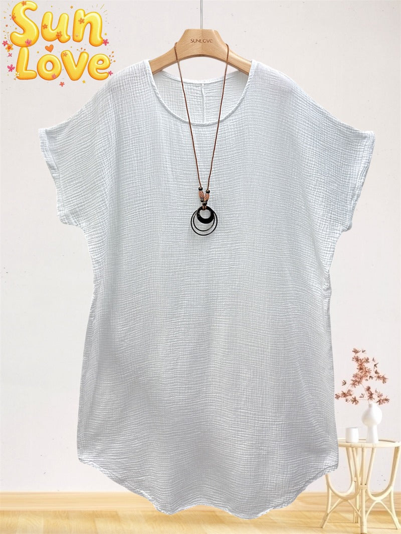 LSGNCWH Gauze Cotton Necklace Dress White