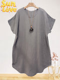 LSGNCTP Gauze Cotton Necklace Dress Taupe