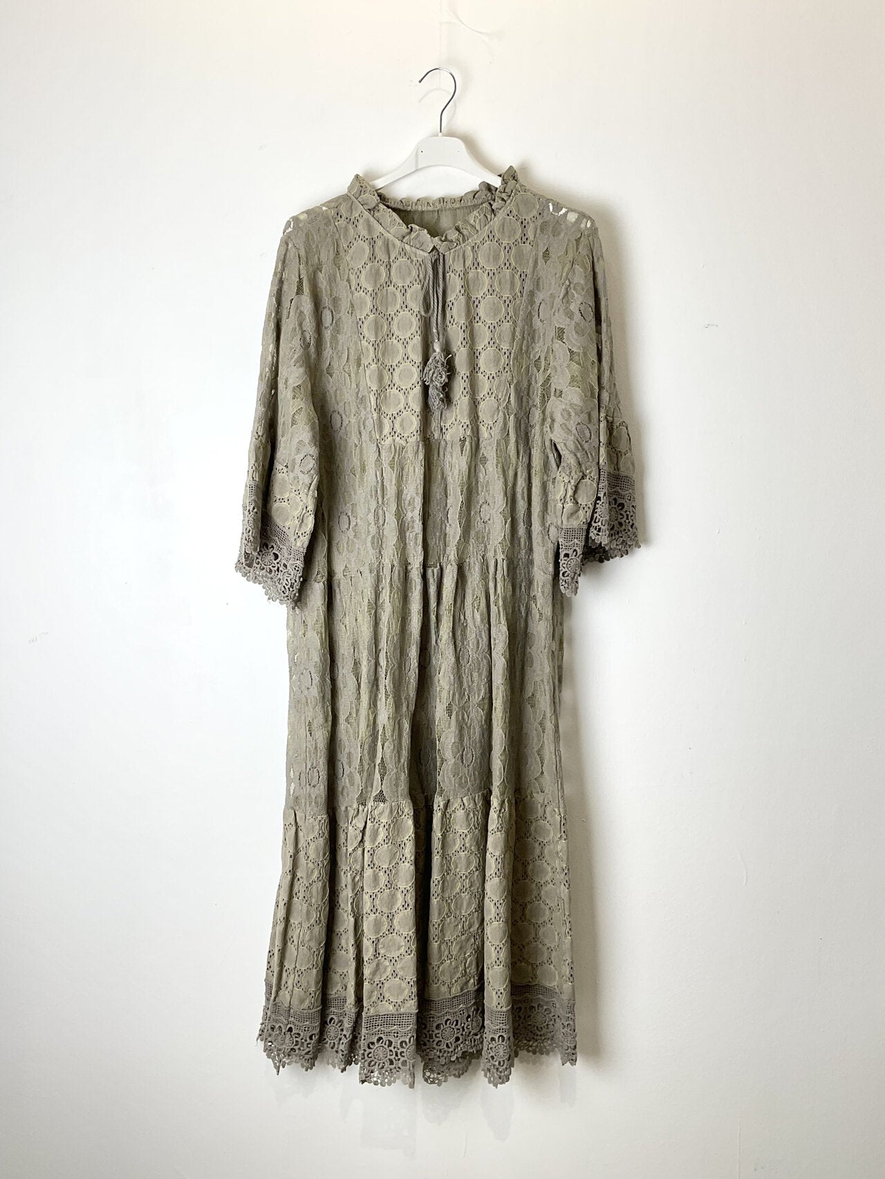 TDLRM Lace Ruffle Maxi Dress — Bronze