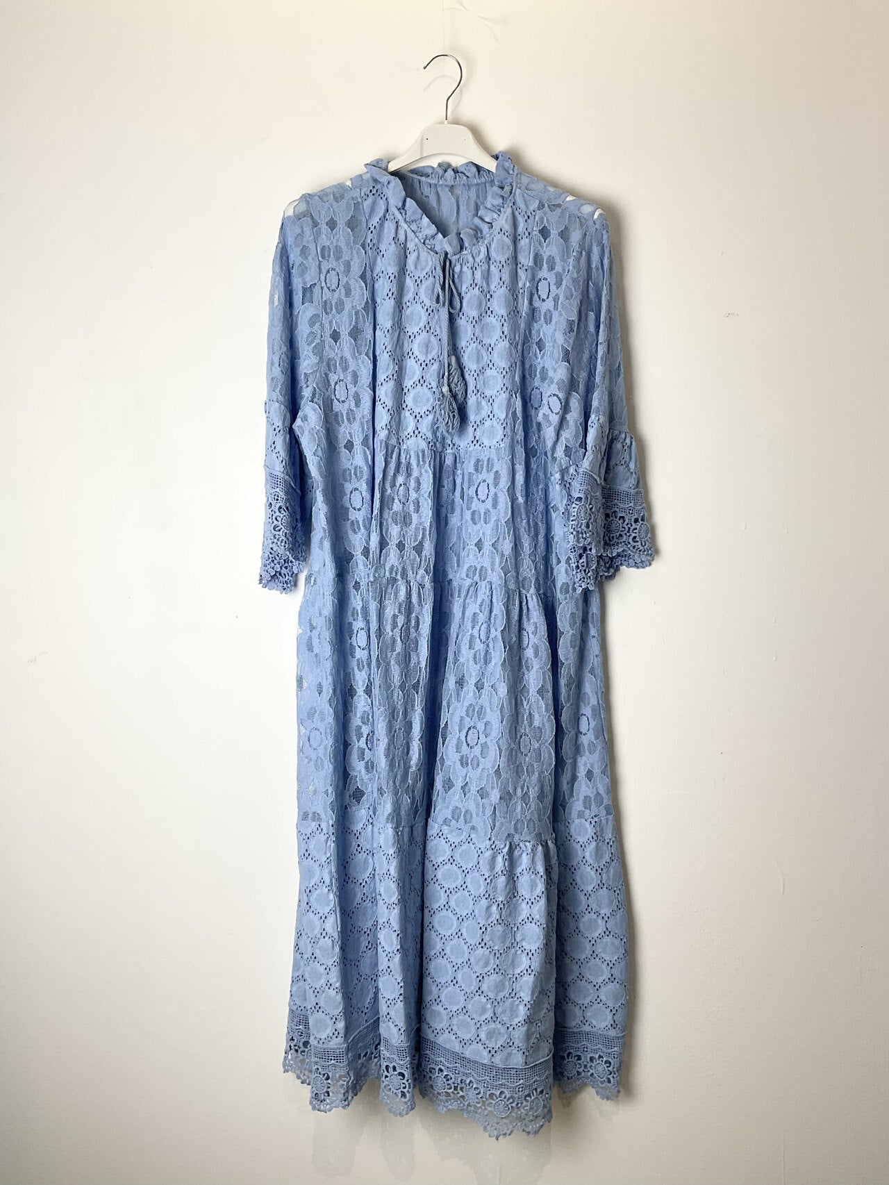 TDLRM Lace Ruffle Maxi Dress — Denim