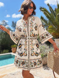 ESTRDBK Printed Ruffle Shirt Dress Black