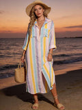 Loowie Striped Button-Up Dress in Lilac