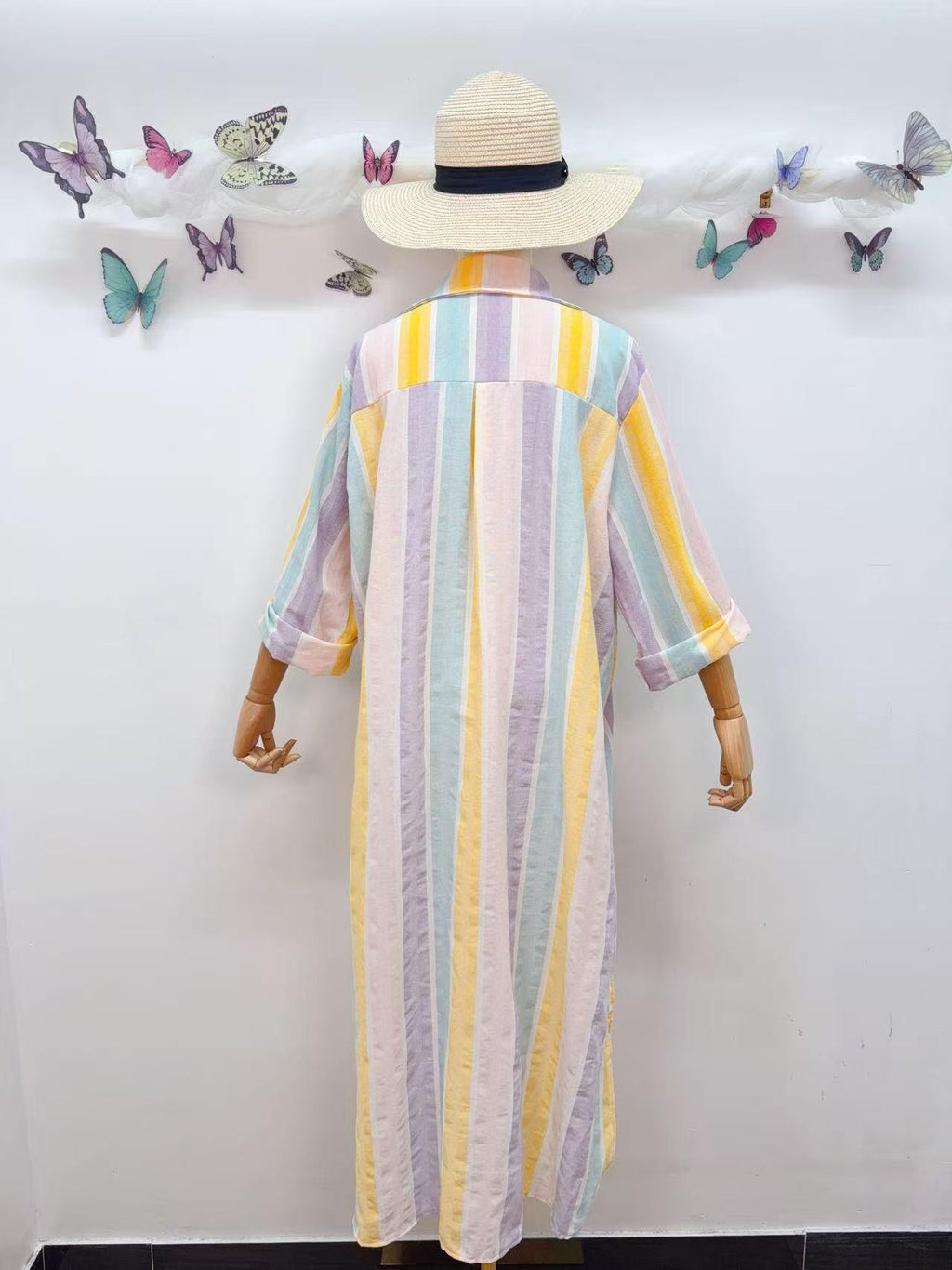 Loowie Striped Button-Up Dress in Lilac