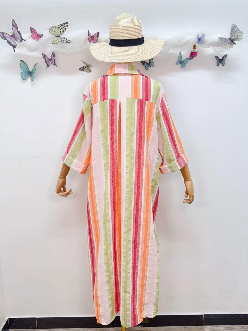 Loowie Striped Button-Up Dress in Red
