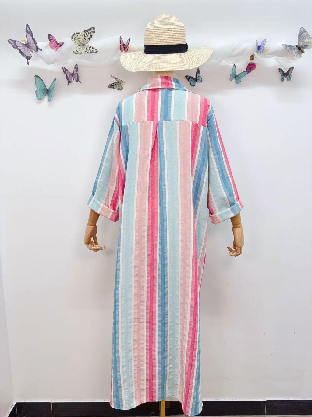 Loowie Striped Button-Up Dress in Turquoise