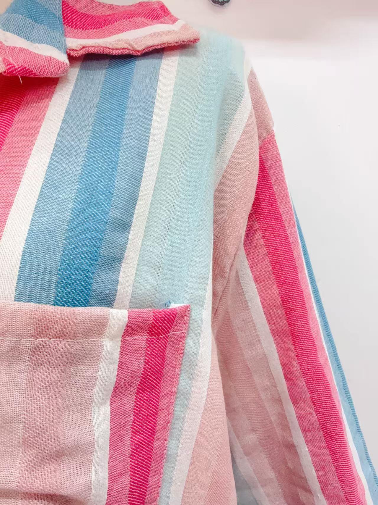 Loowie Striped Button-Up Dress in Turquoise