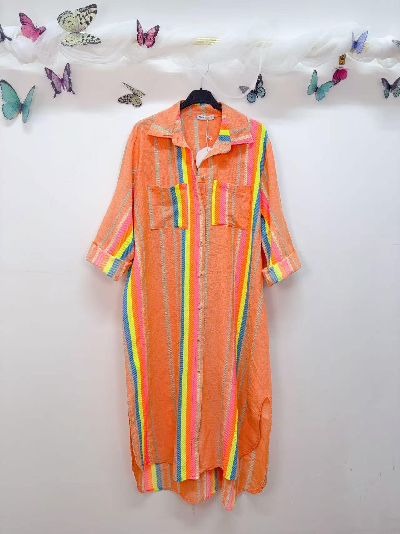 Loowie Button-Up Lurex Dress in Apricot