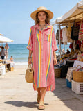 Loowie Button-Up Lurex Dress in Fuchsia