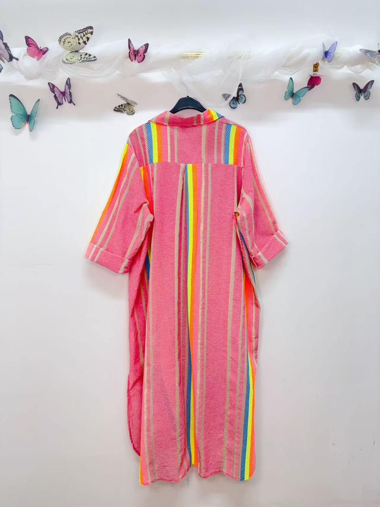 Loowie Button-Up Lurex Dress in Fuchsia