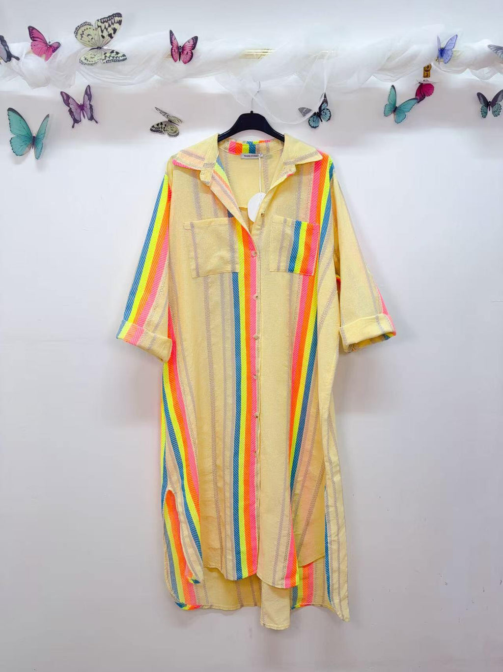 Loowie Button-Up Lurex Dress in Yellow