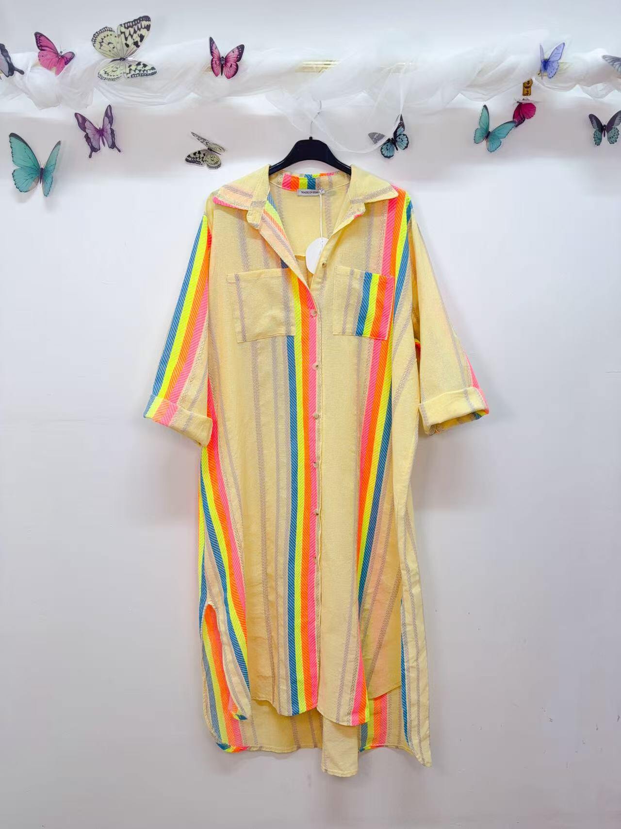 Loowie Button-Up Lurex Dress in Yellow
