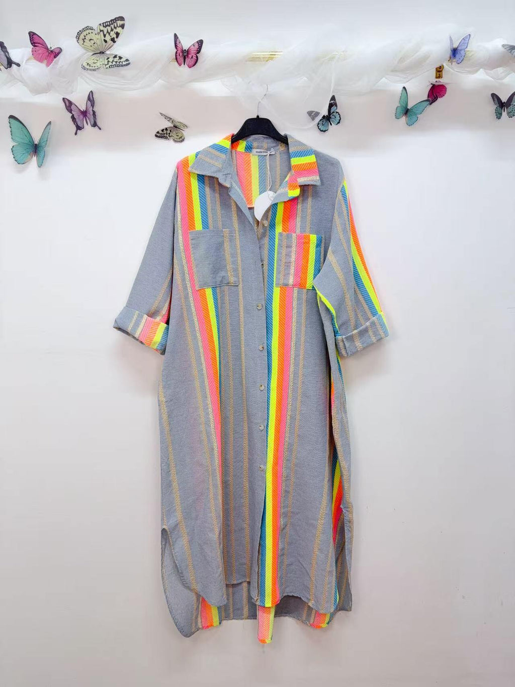 Loowie Button-Up Lurex Dress in Jeans