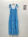 TDETM Eyelet Tiered Maxi Dress — Cyan